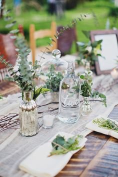 table settings - number on glass bottle