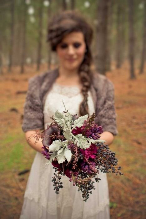 I love the idea of a sweater over the dress..and this bouquet is perfection: 