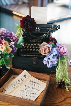 guestbook ideas :: guests write a message on pages of a vintage book (book is bound later)