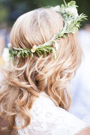rosemary crown - I like the idea of something organic in the hair, but maybe not a wreath. part of this in the hair would be pretty though!: