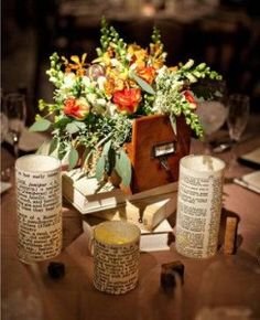 Vintage Centerpieces | Vintage School, Library, Old Books Theme O-old-books-centerpieces-3 – DIY Weddings and Events