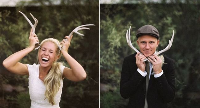Antler photo booth prop - cute for a rustic mountain wedding: 