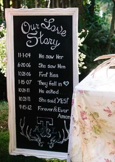 Our love story | Important dates chalkboard - cute idea for wedding decor
