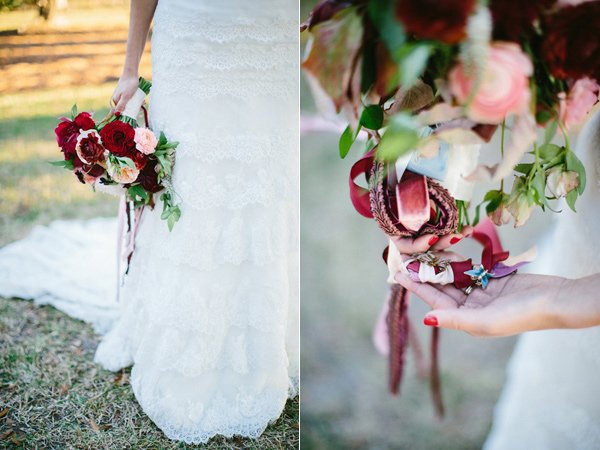 burgundy bouquet - photo by Clay Austin Photography http://ruffledblog.com/southern-wedding-with-fashion-decor-elements