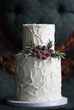 perfect winter wedding cake, photo by Kat Willson http://ruffledblog.com/victorian-revisited-wedding-ideas #cakes #weddingcake #winter