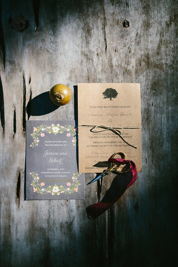 rustic wedding invitations - photo by Clay Austin Photography http://ruffledblog.com/southern-wedding-with-fashion-decor-elements