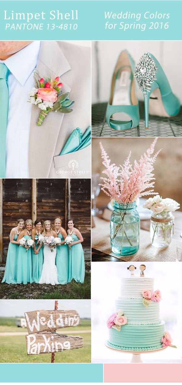pink and aqua limpet shell pantone spring wedding color ideas 2016: