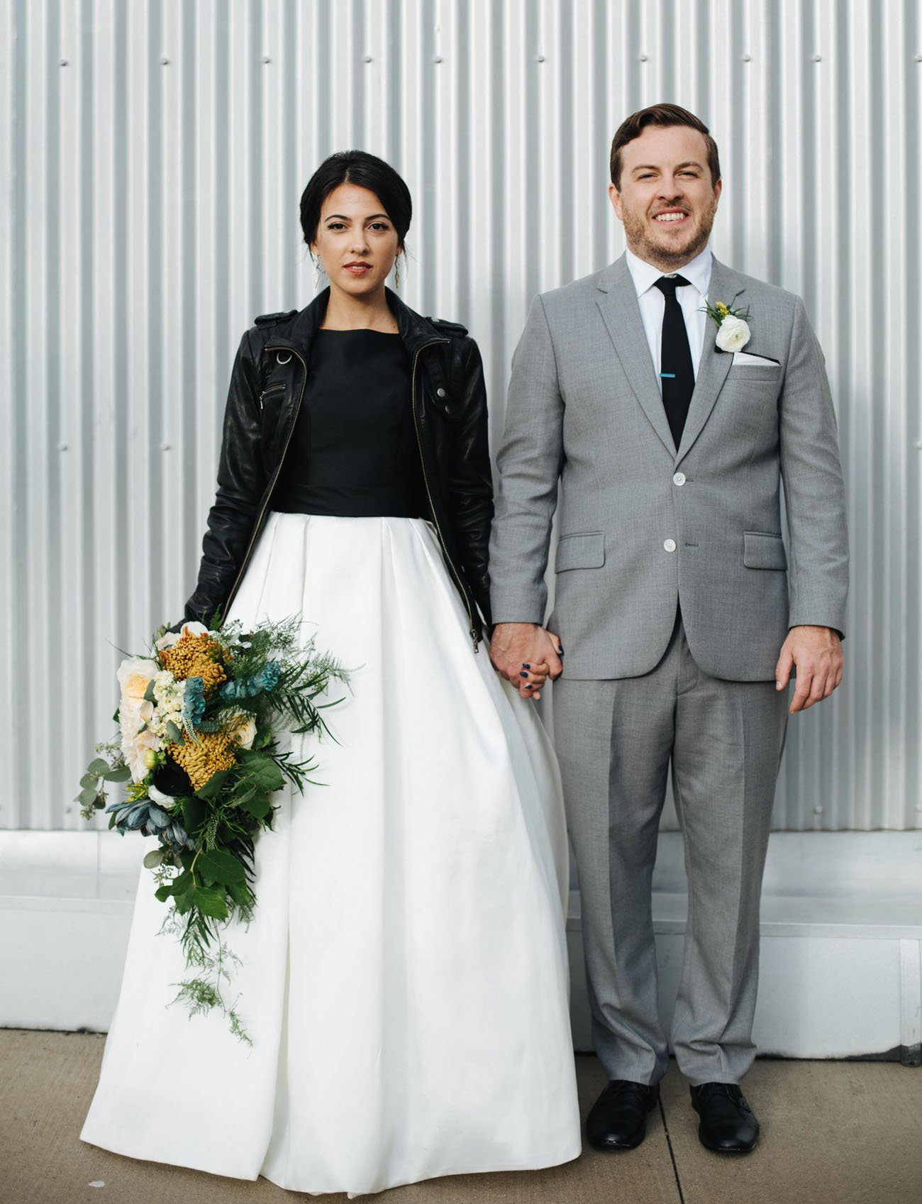 leather jacket bride