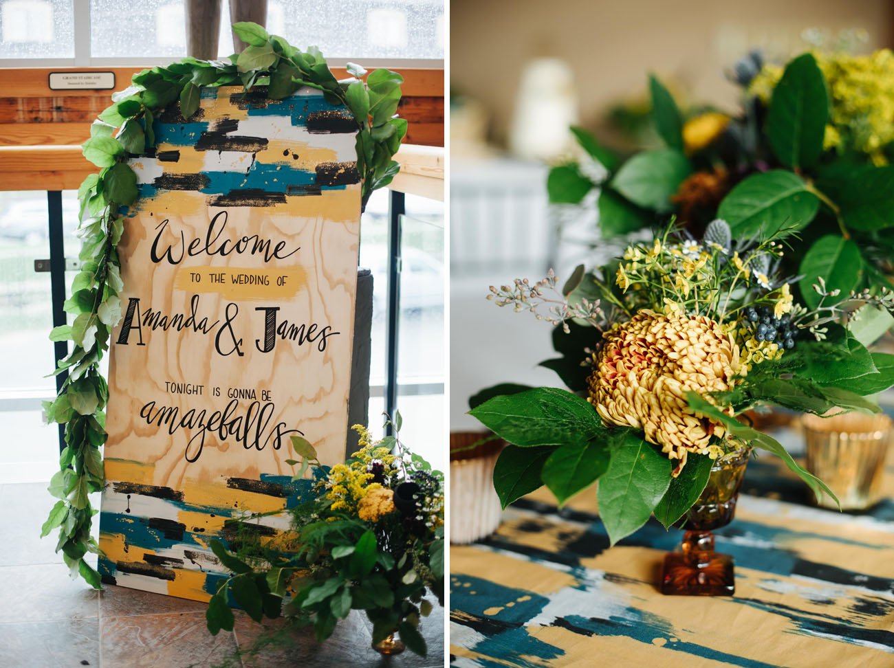 colorful wedding signage