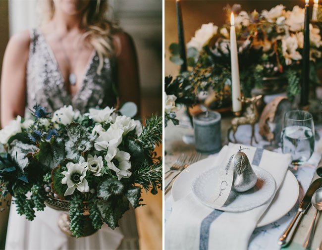 silver pear plate setting